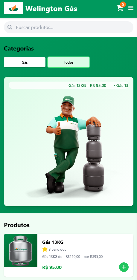 Wellington Gás Delivery - Aplicativo de delivery